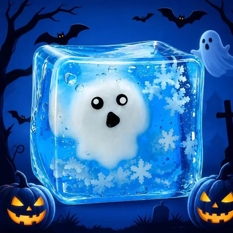 Halloween Luminous Squishy Cube | Glow-in-the-Dark Spooky Cartoon Squeeze Toy | ASMR Party Favor 🎃✨