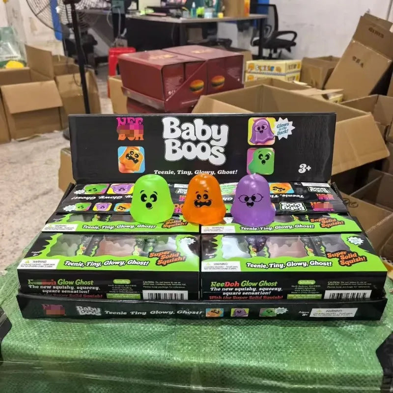 Halloween Ghost Squishy Set – Glow-in-the-Dark Purple, Orange & Green (1pc or 3pc)