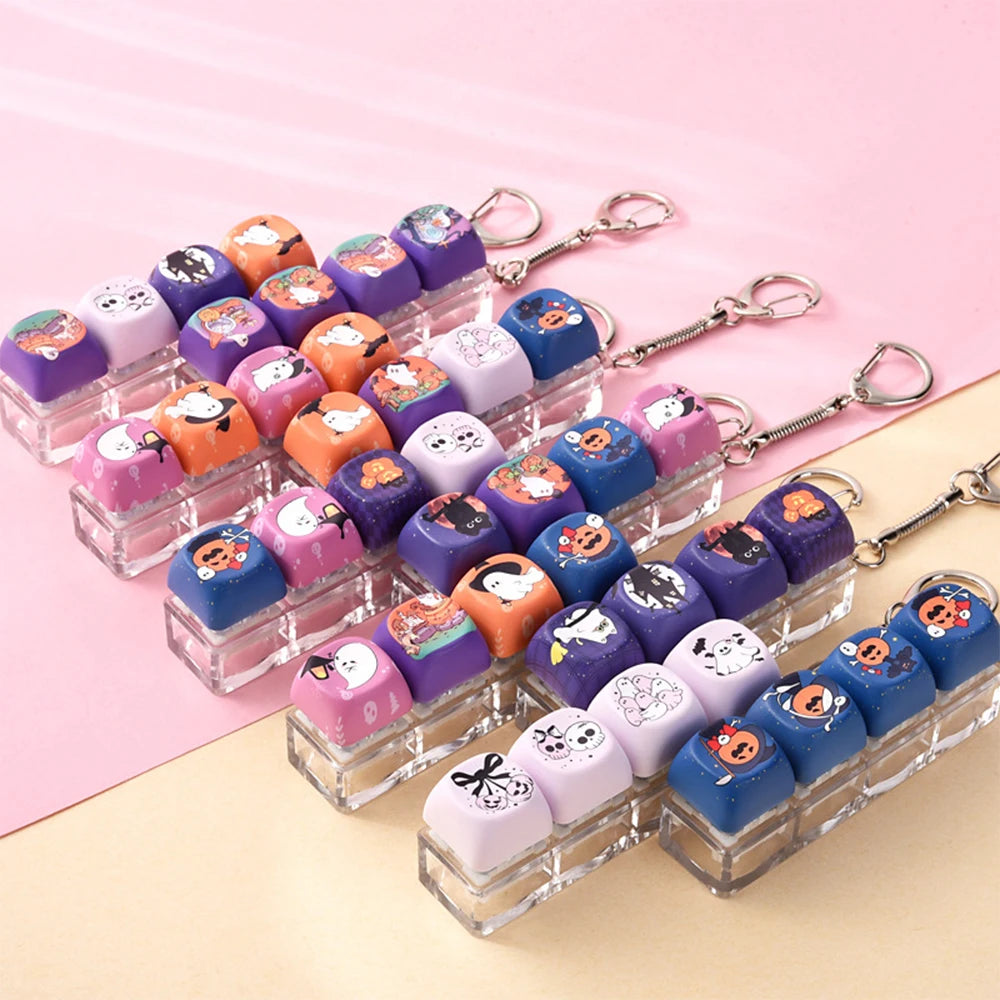 Halloween Ghost Fidget Keychain | Clickable Keycap Bag Charm | Spooky Stress Relief Gift 👻🔑