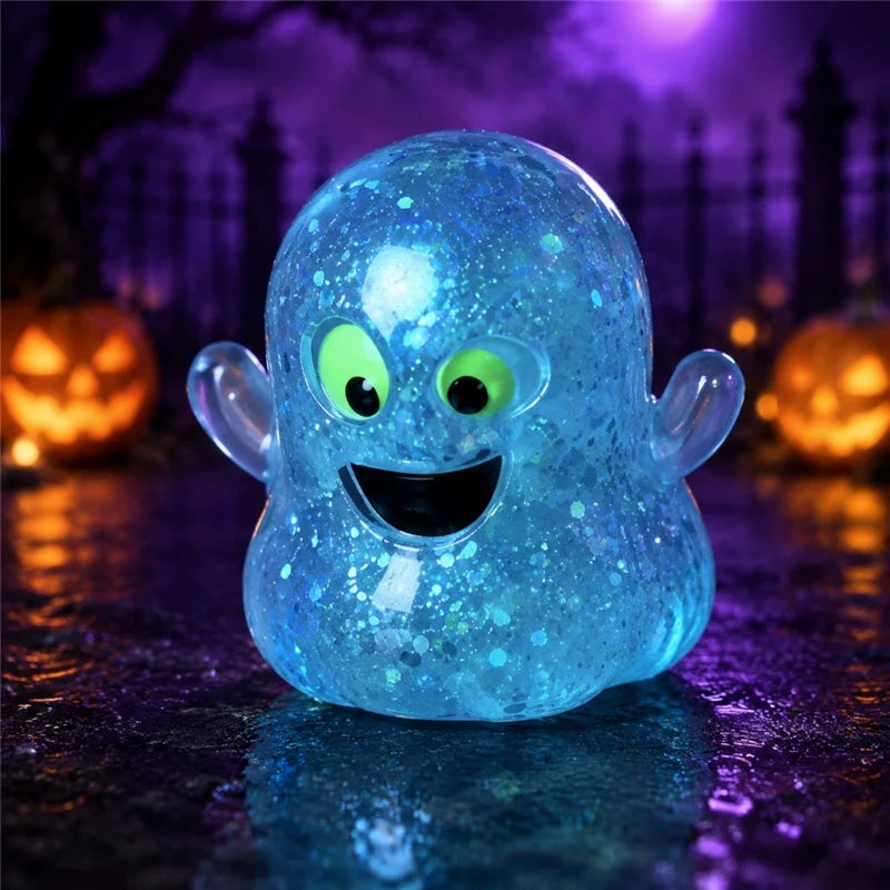 Halloween Ghost and Pumpkin Glitter Squishy Fidget Toy