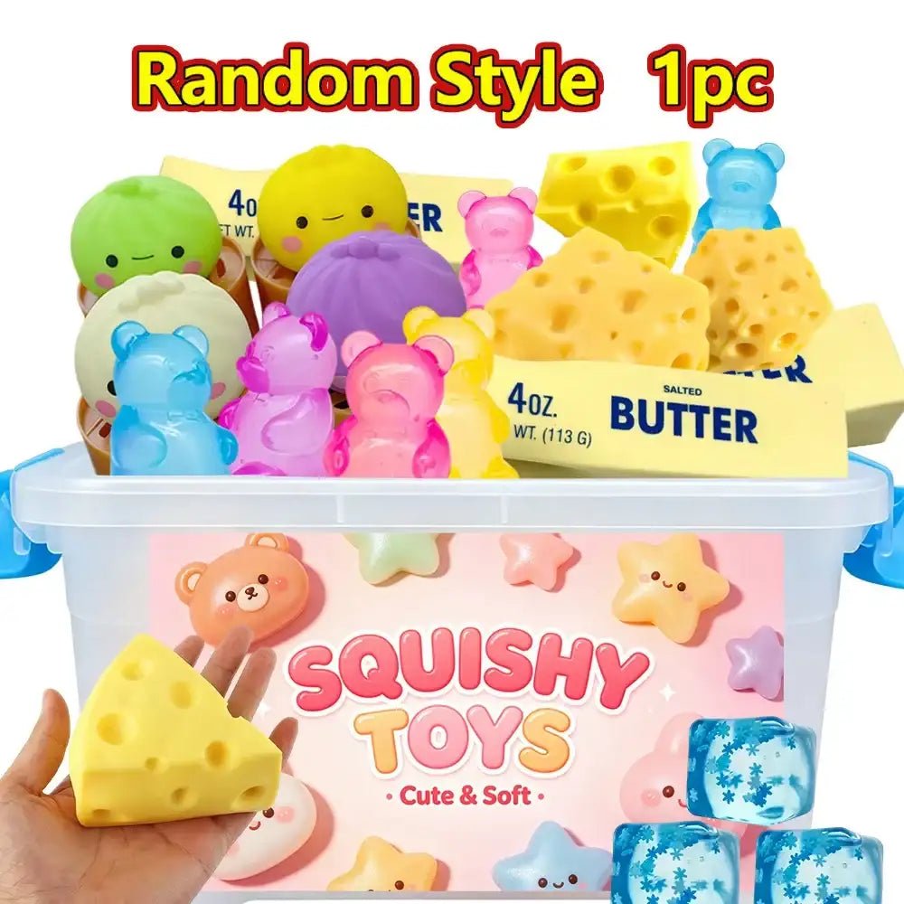 Random Includes: Cheese Squeeze Toys, Steamed Buns And Dumplings,Long Butter Bread,Bear Squishy Toys