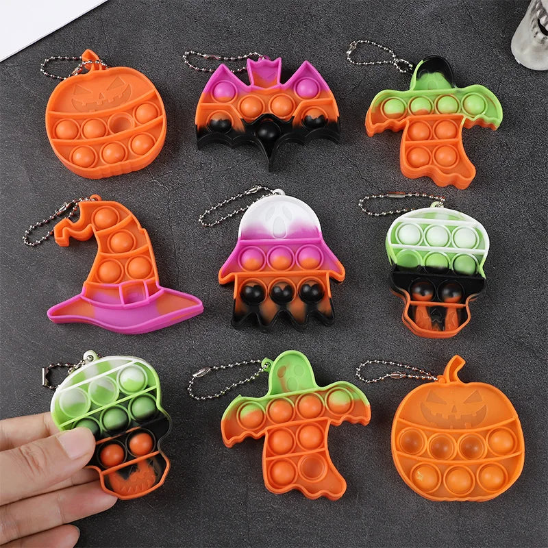 Halloween Pop Fidget Keychain Set – Ghost, Pumpkin & Skull (6 or 12 Pack)