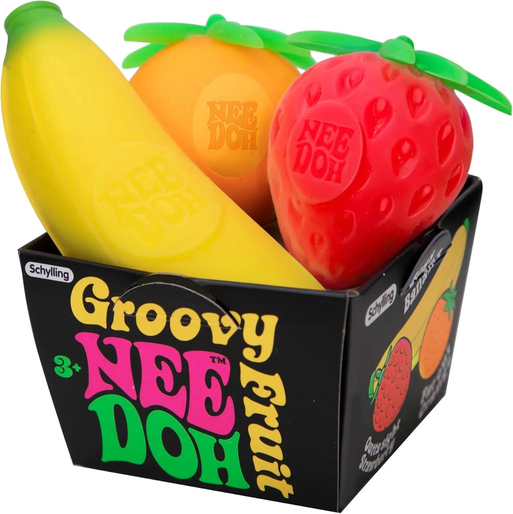 NeeDoh Groovy Fruit Squishy Toy | Banana, Orange & Strawberry