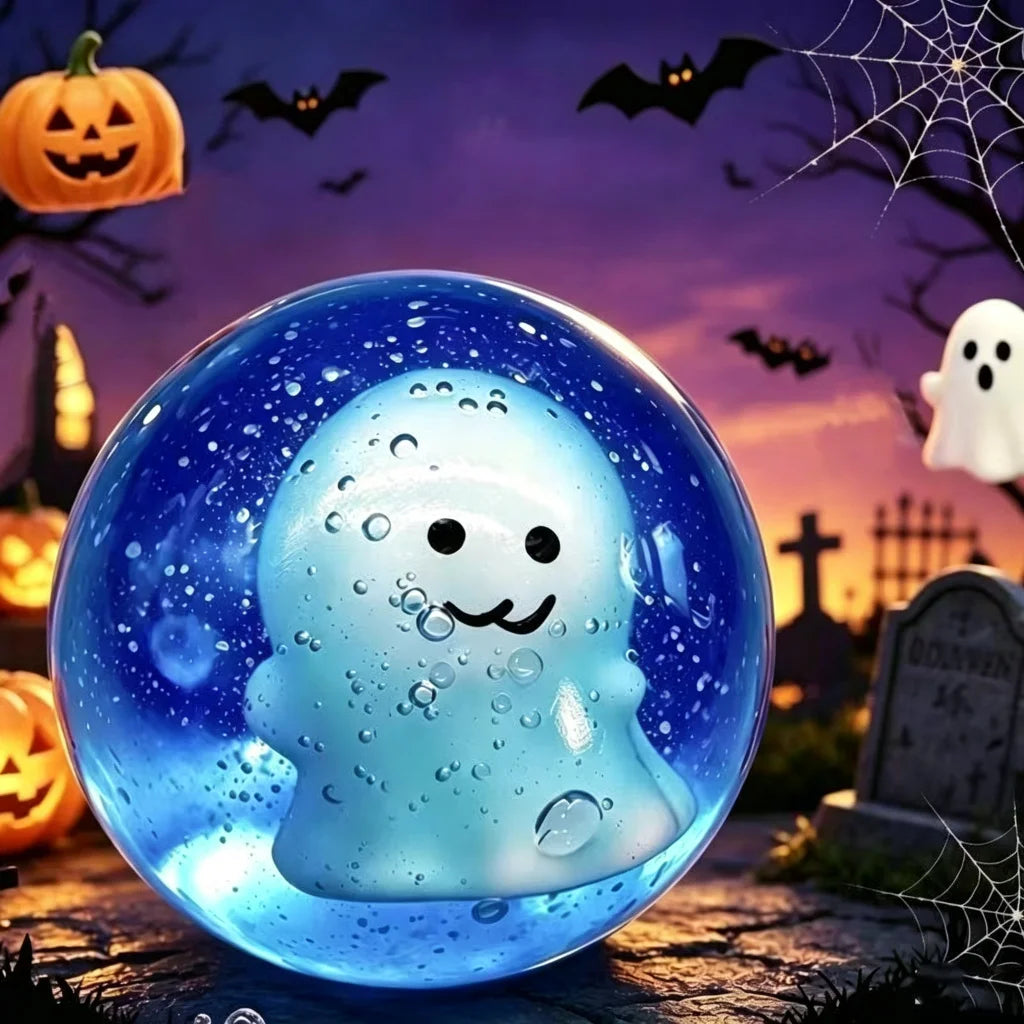 Halloween Squishy 4-Pack | Crystal Ball Ghost, Pumpkin & Frankenstein Squeeze Toys | Party Favors 🎃