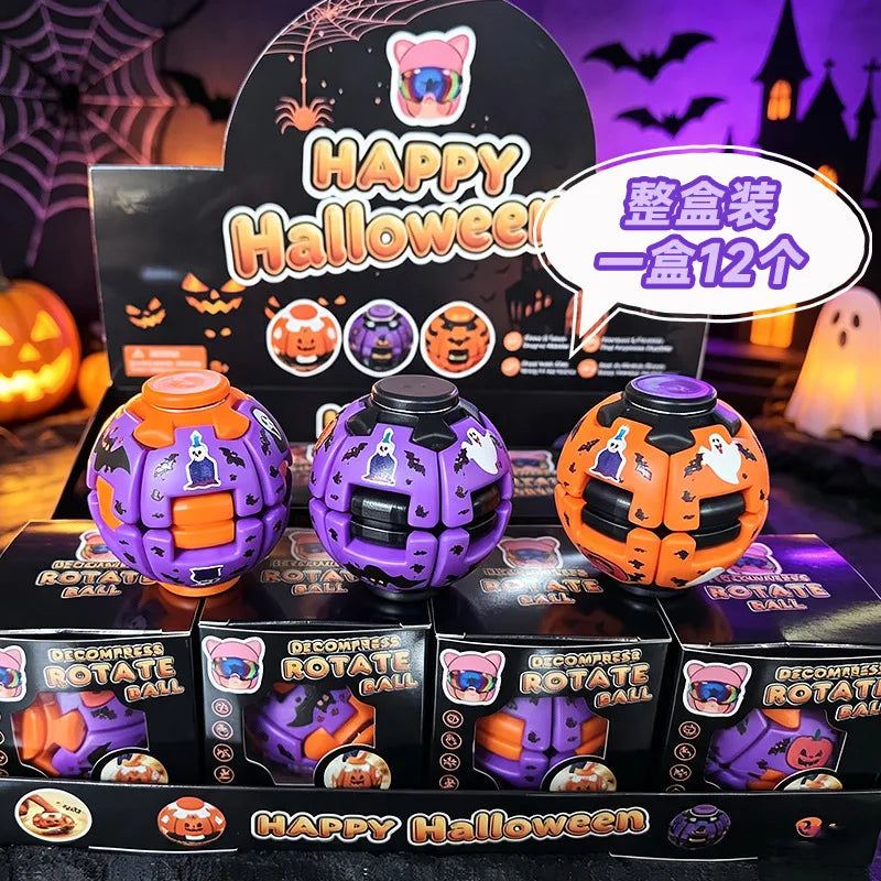 Halloween Fidget Spinner Ball | Pressable Rotating Stress Relief Toy | Spooky Desk Accessory 🎃