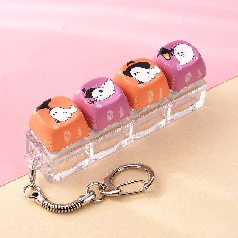 Halloween Ghost Fidget Keychain | Clickable Keycap Bag Charm | Spooky Stress Relief Gift 👻🔑