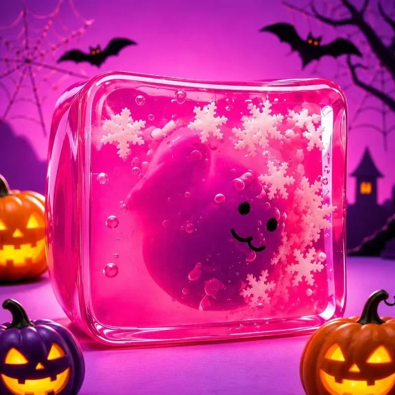 Halloween Luminous Squishy Cube | Glow-in-the-Dark Spooky Cartoon Squeeze Toy | ASMR Party Favor 🎃✨
