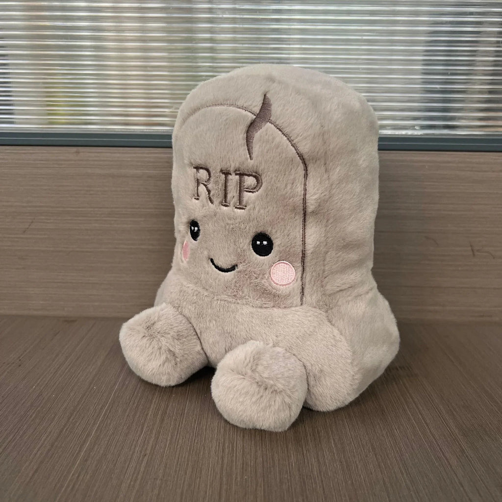 Halloween Tombstone Plushie | Kawaii Grave Stuffed Doll | Spooky Desk Decor & Gift 🧹🎃