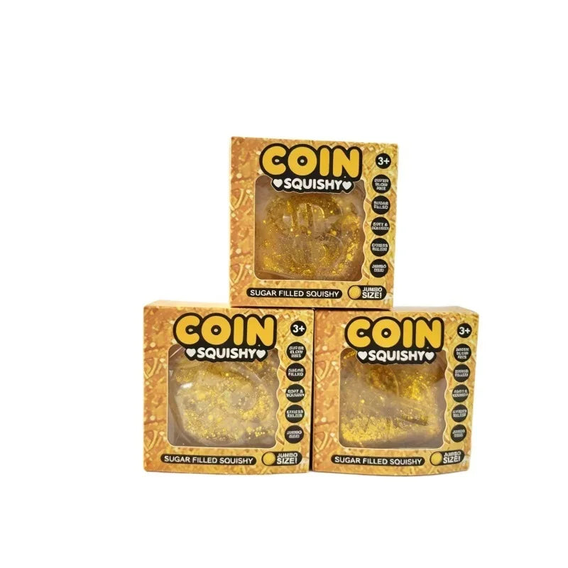 NeeDoh Coin Squishy – Slow Rising Dollar & Gold Glitter Stress Ball