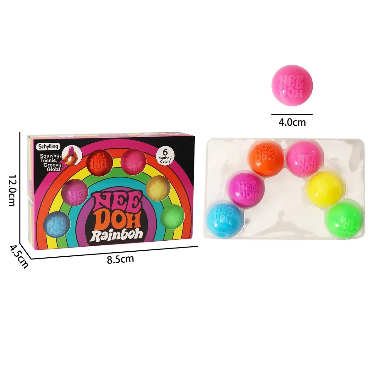 Teenie NeeDoh Rainbow Stress Balls — 6-Pack Squishy Anxiety Relief Set