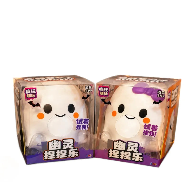 Halloween Ghost Squishy Toy – Cute Purple Bow Slow-Rise Squeeze Fidget