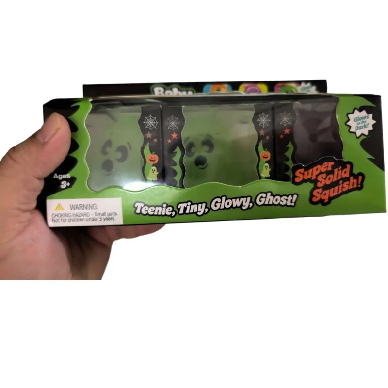 Halloween Ghost Squishy Set – Glow-in-the-Dark Purple, Orange & Green (1pc or 3pc)