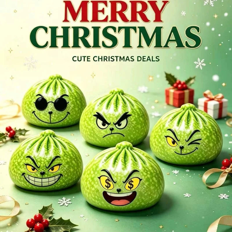 The Grinch Mystery Dumpling 💚 – Glitter Green Squishy