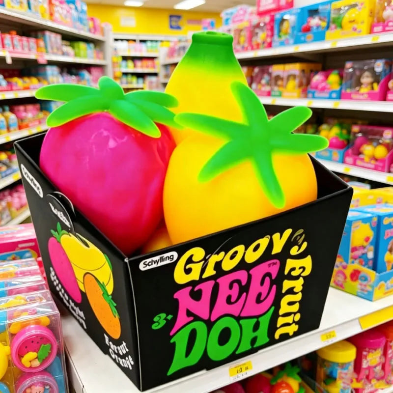 NeeDoh Groovy Fruit Squishy Toy | Banana, Orange & Strawberry
