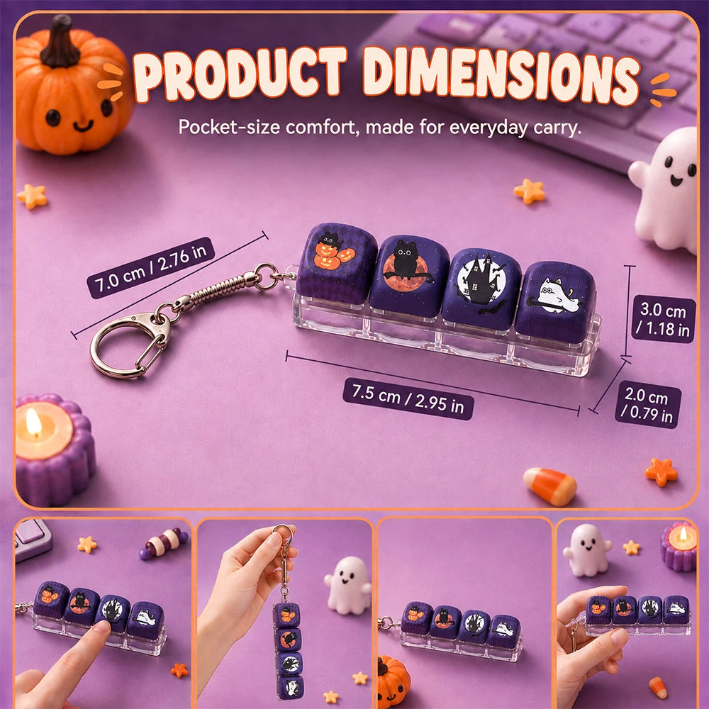 Halloween Ghost Fidget Keychain | Clickable Keycap Bag Charm | Spooky Stress Relief Gift 👻🔑