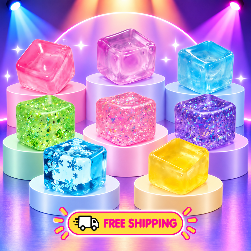 Soft TPR Ice Cube Squishy Fidget Toy, Multiple Designs